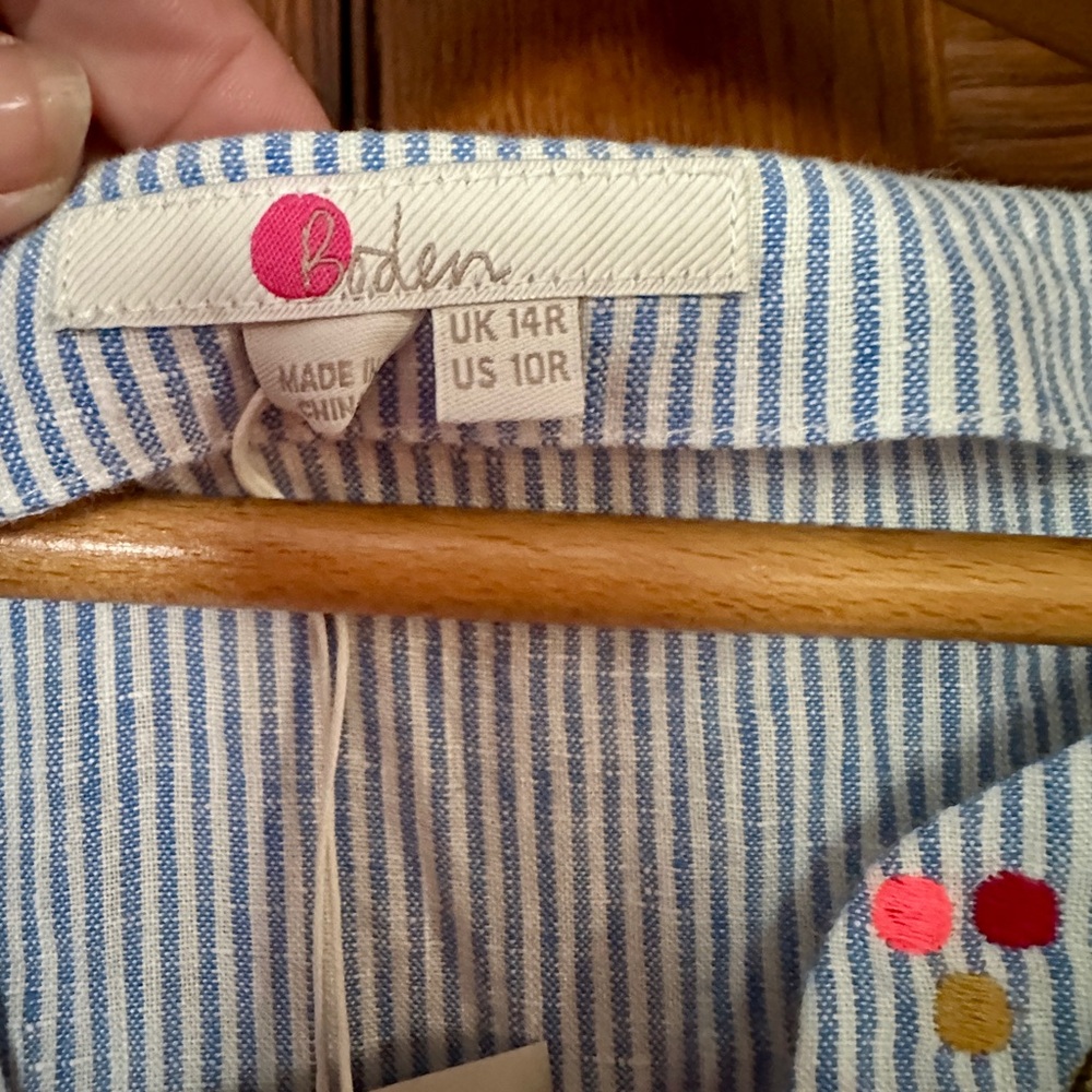 Boden Pink and Blue Embroidered Casual Dress - Picture 2 of 4